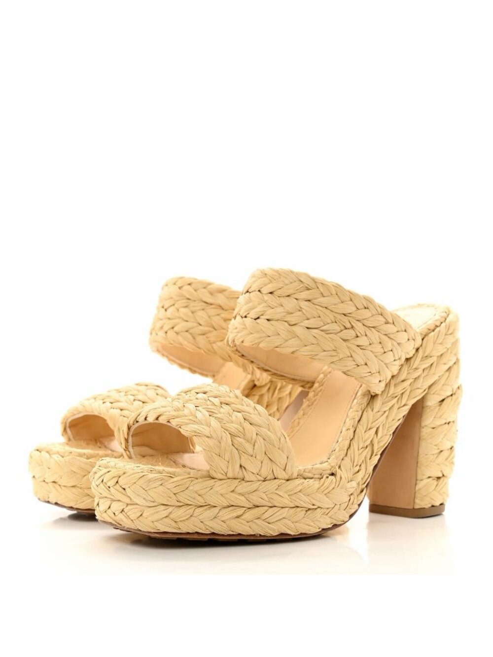 NEW Bottega Veneta Canalazzo Sandals Shoes Trinity Weave Cane Sugar Size 39.5